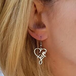 Stunning Faith Cross Heart Pendant Elegant Dangle Silver Plated Earrings